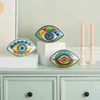 Ceramic Evil Eye Figurine – Lucky Amulet Ornament for Home Living Room Decor