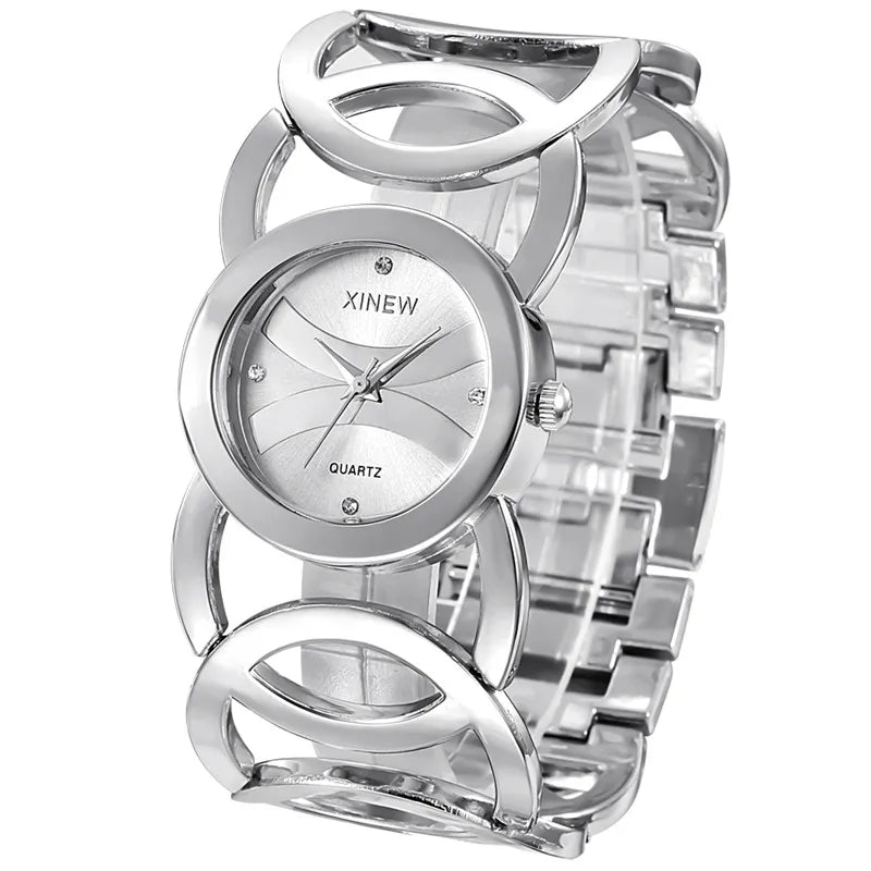 Gold Stainless Steel Bracelet Watch – Luxury Vintage Timepiece for Women