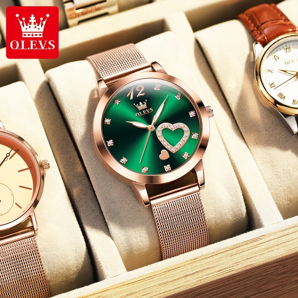 Quartz Women's Watch – Milanese Mesh Band with Diamond Accents for Daily Wear