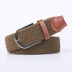 Woven Elastic Canvas Belt – Stretch Braided Buckle Strap for Casual Jeans