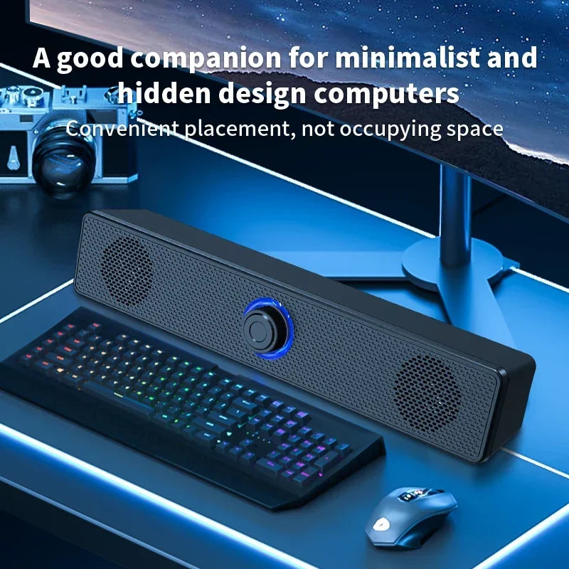 Wired Wireless PC Soundbar – Bluetooth Speaker for TV Gaming Home Theater