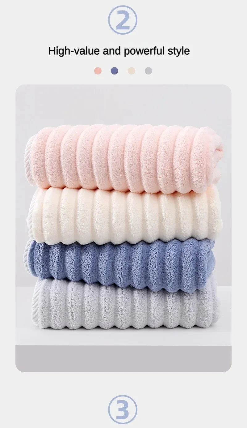 Large Coral Fleece Bath Towel – Soft Absorbent Fabric for Home Bathroom
