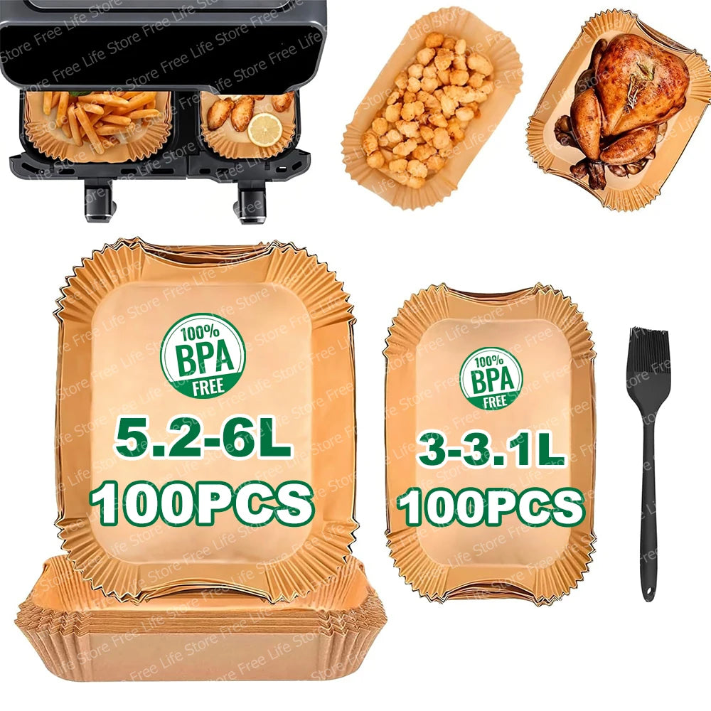 Parchment Paper Liners – Non-Stick Baking Sheets for Dual Basket Air Fryers