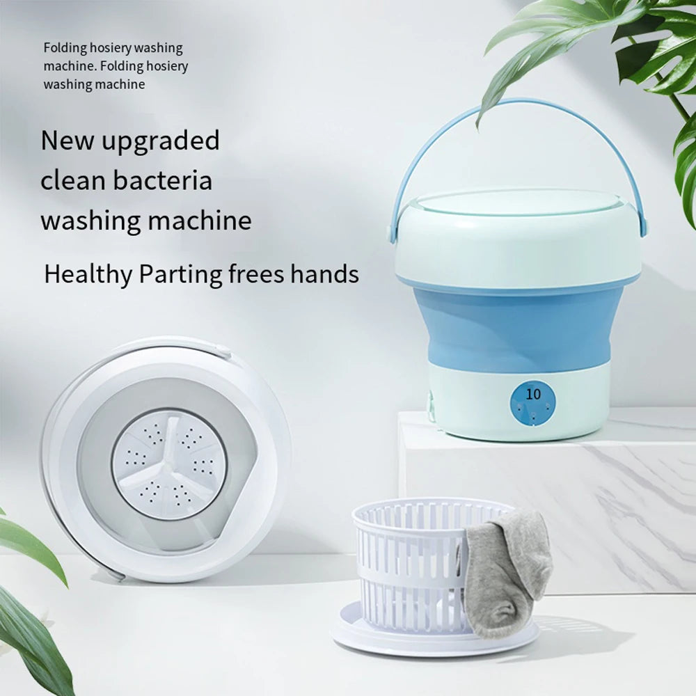 Portable Folding Washing Machine – Ultrasonic Mini Washer for Travel and Home