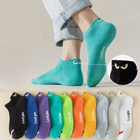 Cartoon Eyes Mesh Ankle Socks – Breathable Embroidered Footwear for Men
