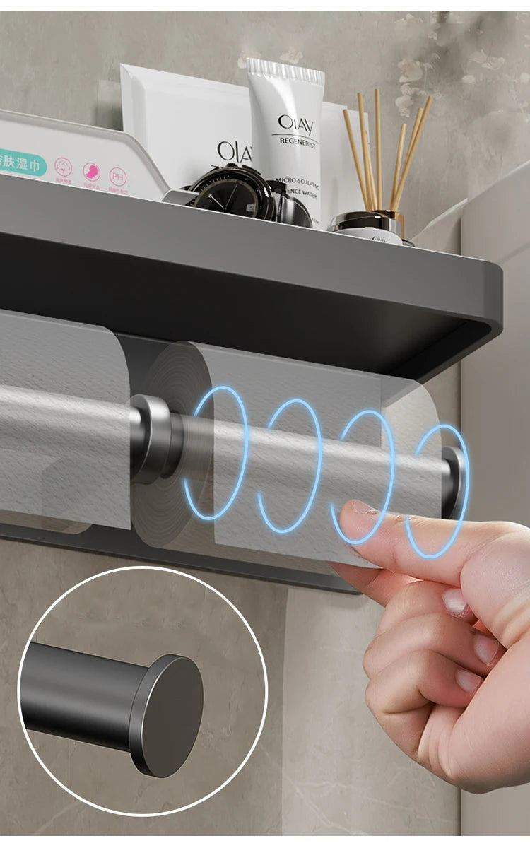 Wall-Mounted Aluminum Toilet Paper Holder – Modern Bathroom Tissue Rack