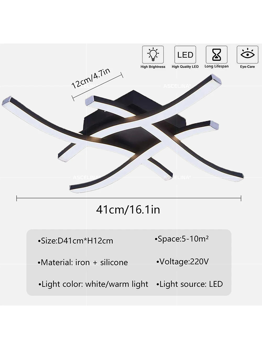 Modern LED Wave Ceiling Light – Minimalist Fixture for Living Room Bedroom