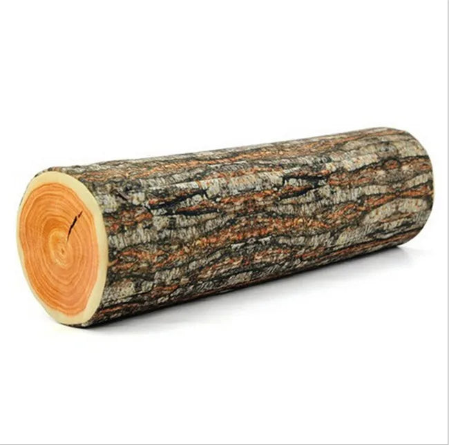 Stump Shaped Decorative Pillow – Soft Wood Grain Cushion for Home and Car Decor