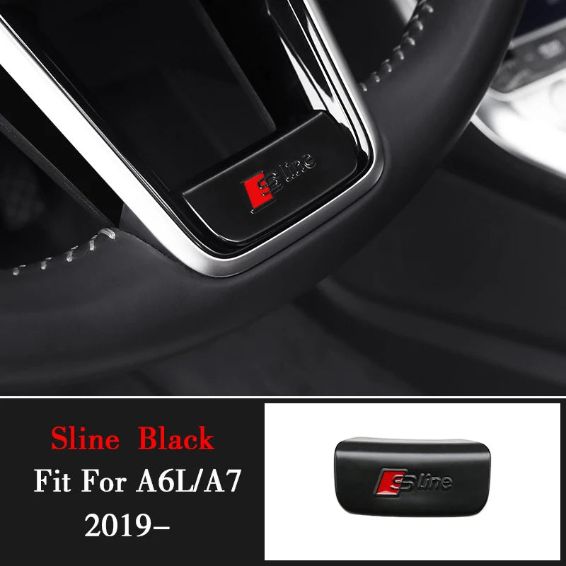 Aluminum S-Line Steering Wheel Emblem – Decorative Car Interior Accessory