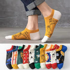 Cartoon Eyes Mesh Ankle Socks – Breathable Embroidered Footwear for Men