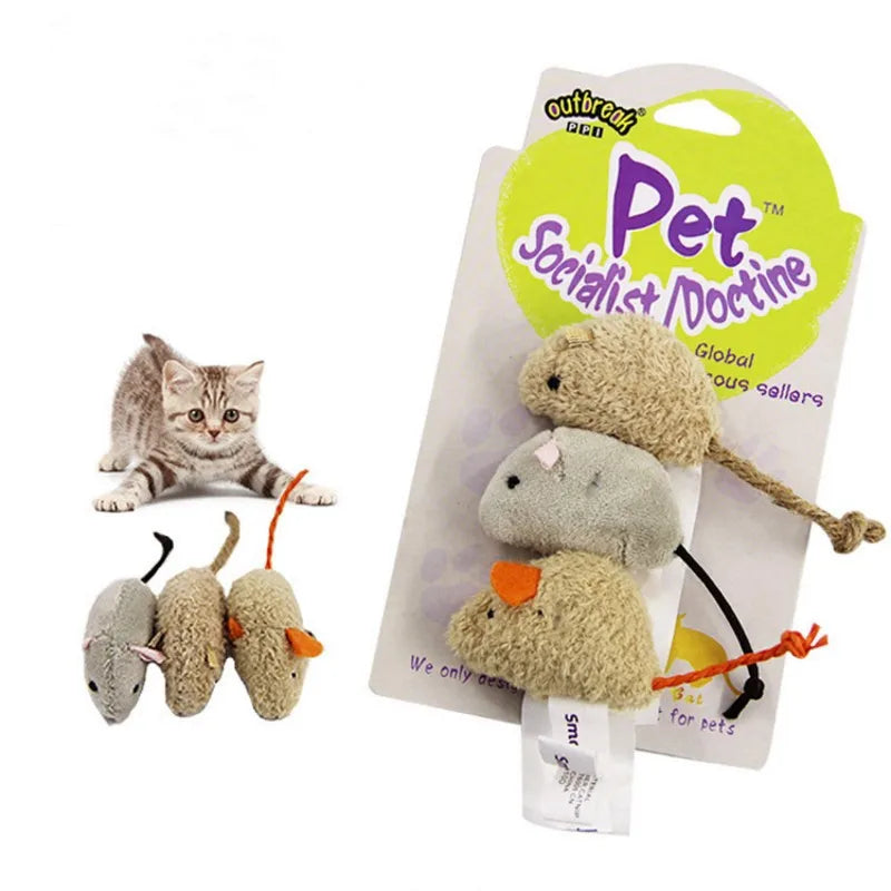 Interactive Plush Mouse Cat Toys – Bite Resistant Scratch Mice for Kittens