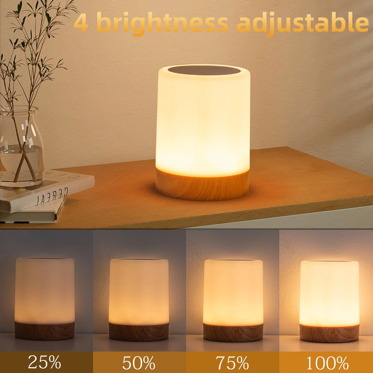 Smart RGB Touch Bedside Lamp – USB Rechargeable Night Light for Bedroom Decor