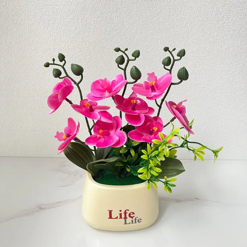 Faux Butterfly Orchid Potted Plant – Elegant Floral Decor for Home Office