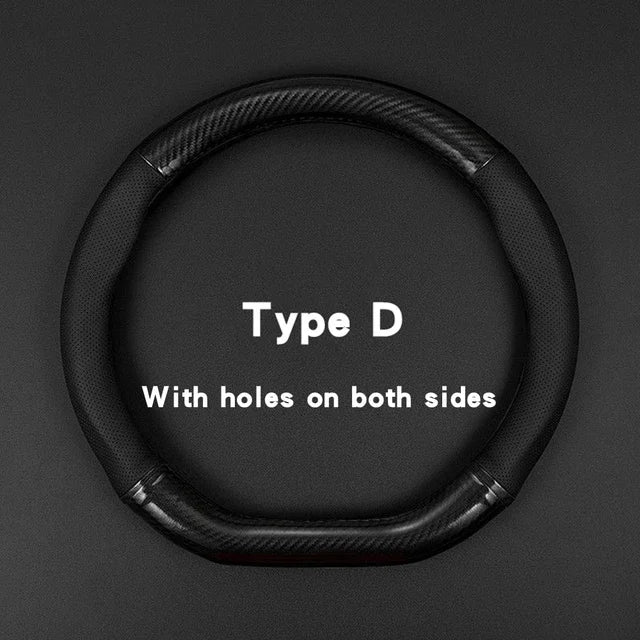 Carbon Fiber Steering Wheel Cover – Anti Slip Leather for Vehicle Interior