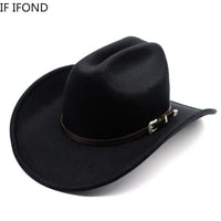 Vintage Wide Brim Cowboy Hat – Leather Western Style for Men and Women