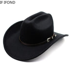 Vintage Wide Brim Cowboy Hat – Leather Western Style for Men and Women