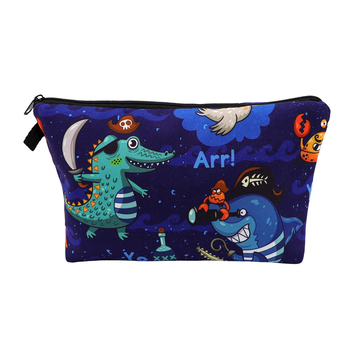 Large Animal Makeup Bag – Flamingo Cat Print Organizer for Travel Cosmetics