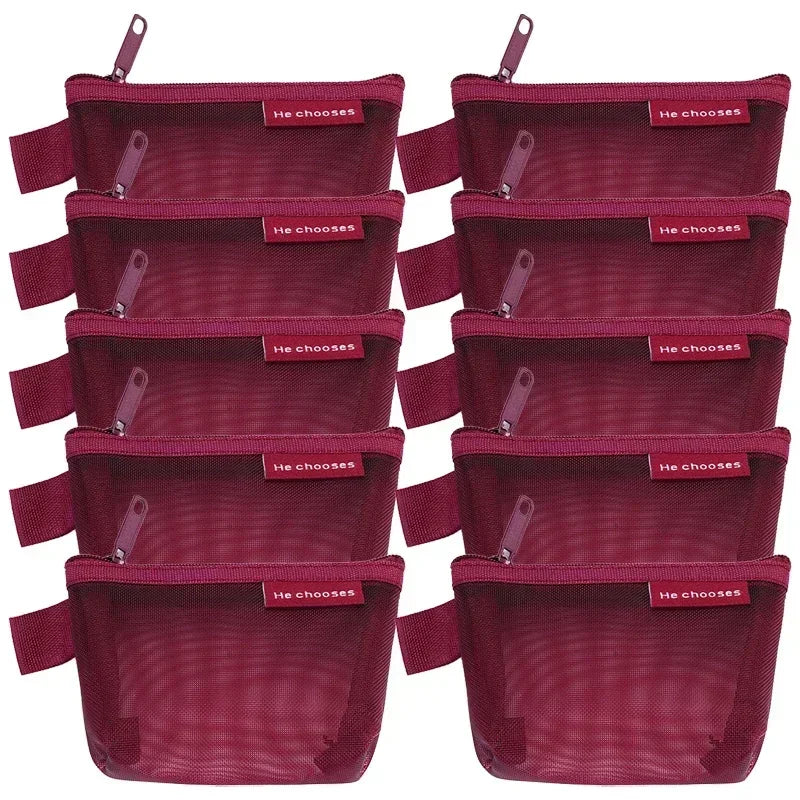 Transparent Mesh Zipper Pouch – Compact Organizer for Travel and Cables