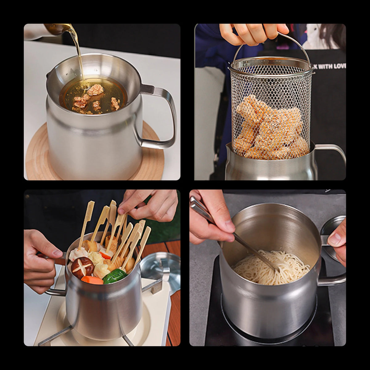 Stainless Steel Oil Strainer Pot – Fine Mesh Grease Container for Kitchen