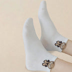 Cartoon Teddy Bear Ankle Socks – Breathable Cotton Casual Footwear for Women