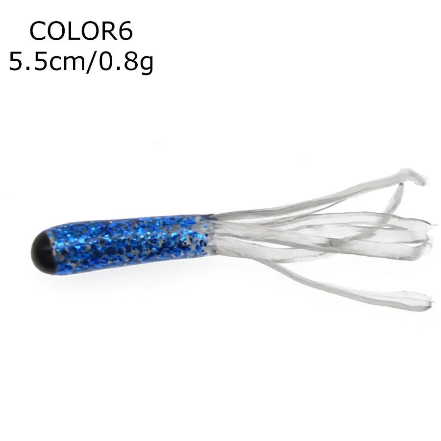 Soft Silicone Tube Worm Lure – 5cm Micro Bait for Bass Perch and Trout Fishing