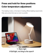 Foldable LED Desk Lamp – Rechargeable USB Reading Light for Home Office