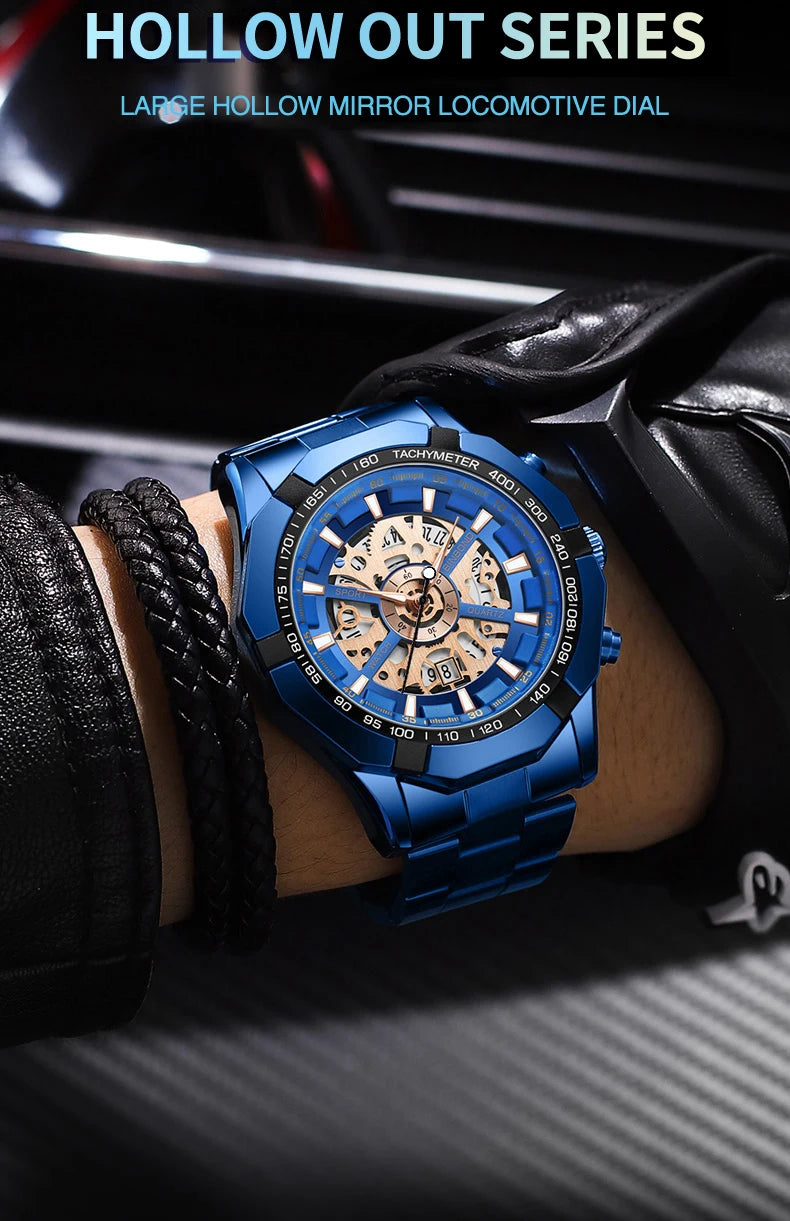Stainless Steel Quartz Watch – Waterproof Luminous Calendar for Business Men