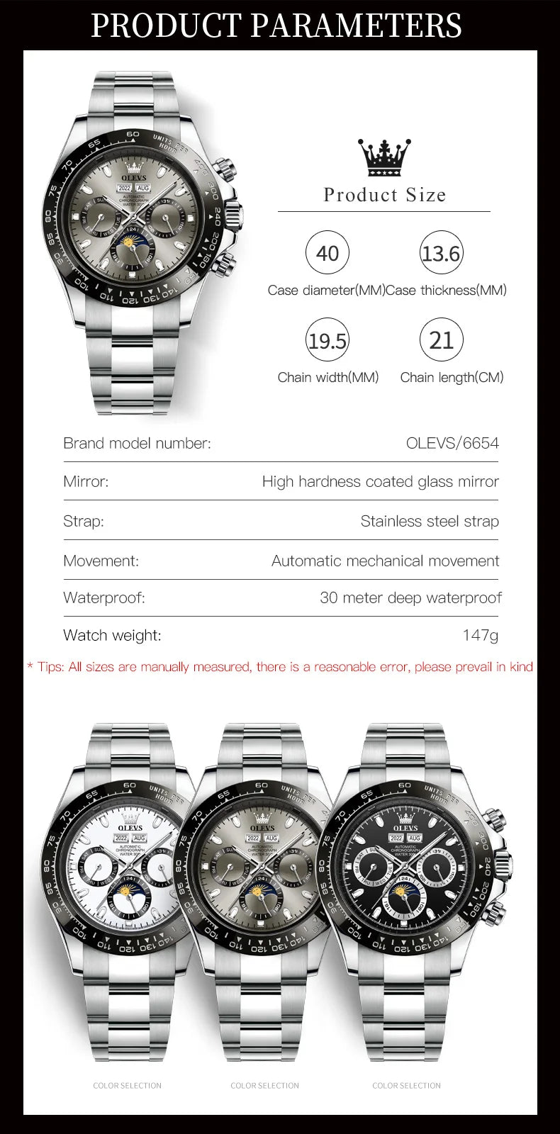 OLEVS Automatic Mechanical Watch – Luxury Chronograph for Business and Sports