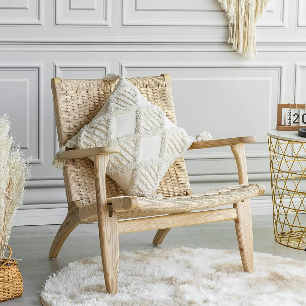 Cotton Tufted Cushion Cover – Decorative Tassel Pillowcase for Home Decor