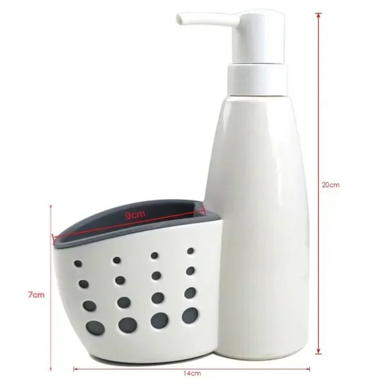 Soap Dispenser with Sponge Holder – 2-in-1 Kitchen Sink Organizer for Home