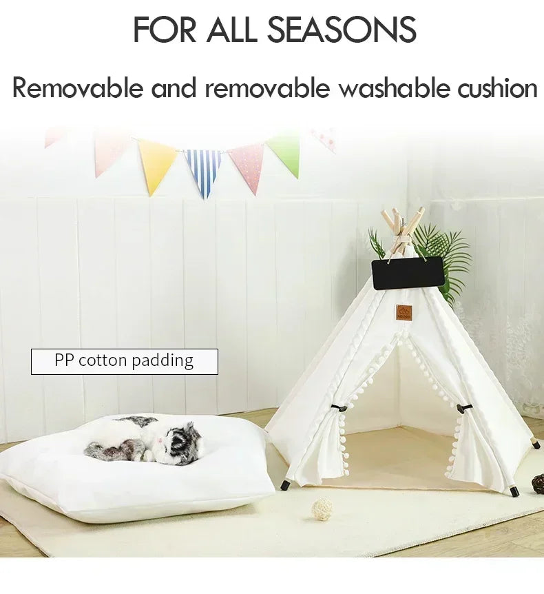 Portable Pet Teepee – Washable Indoor House for Cats and Small Dogs
