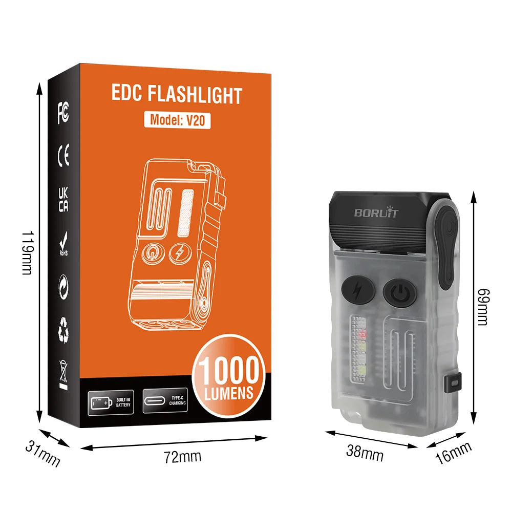 Rechargeable LED Keychain Flashlight – UV and Buzzer for Outdoor Camping