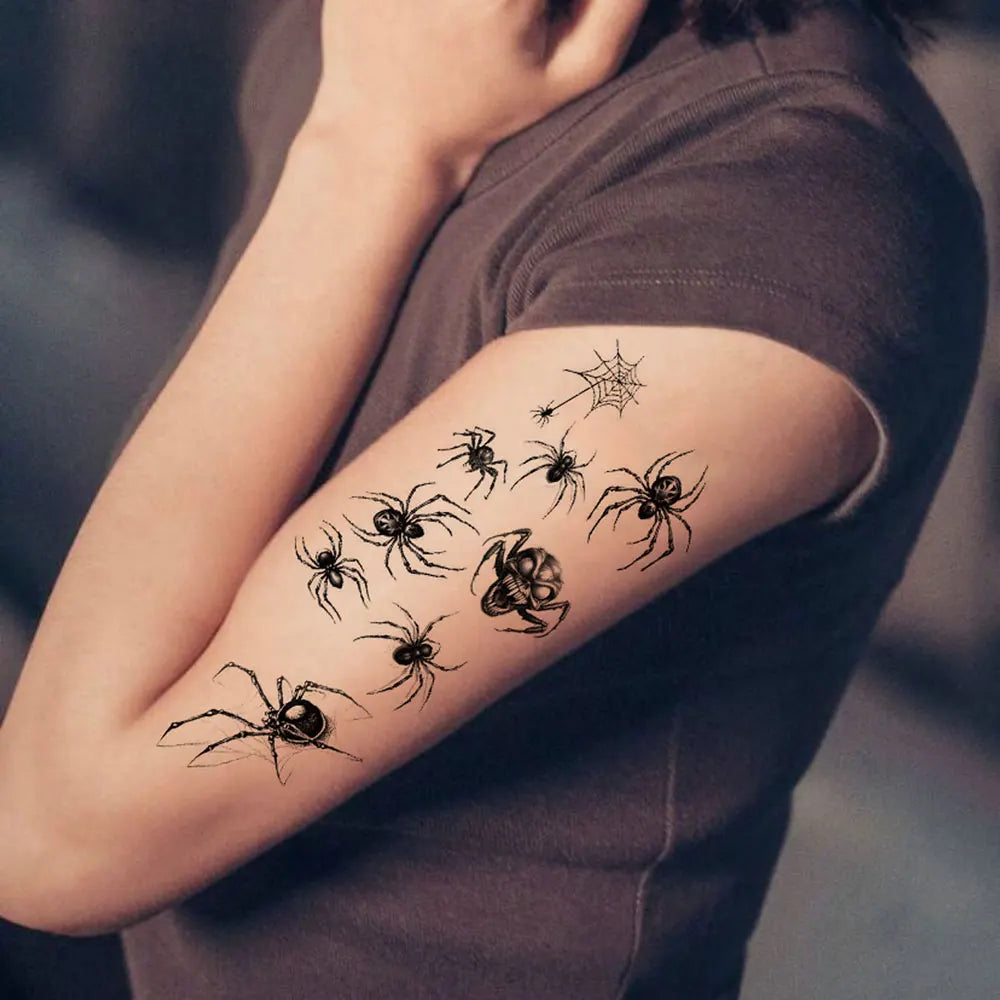 Spider Web Temporary Tattoo Stickers – Waterproof Halloween Face Body Art