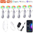WiFi RGB LED Puck Lights – Dimmable Under Cabinet Lighting for Kitchen Decor