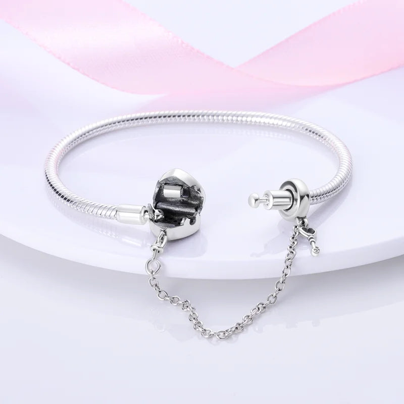 925 Sterling Silver Charm Bracelet – Adjustable Green Zircon for Birthday Gifts