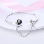 925 Sterling Silver Charm Bracelet – Adjustable Green Zircon for Birthday Gifts
