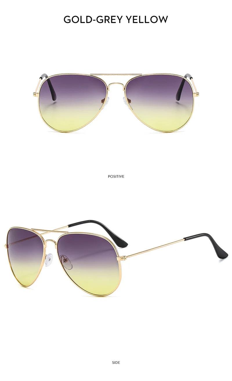 Double Bridge Aviator Sunglasses – Alloy Frame Gradient Lenses for Unisex Fashion