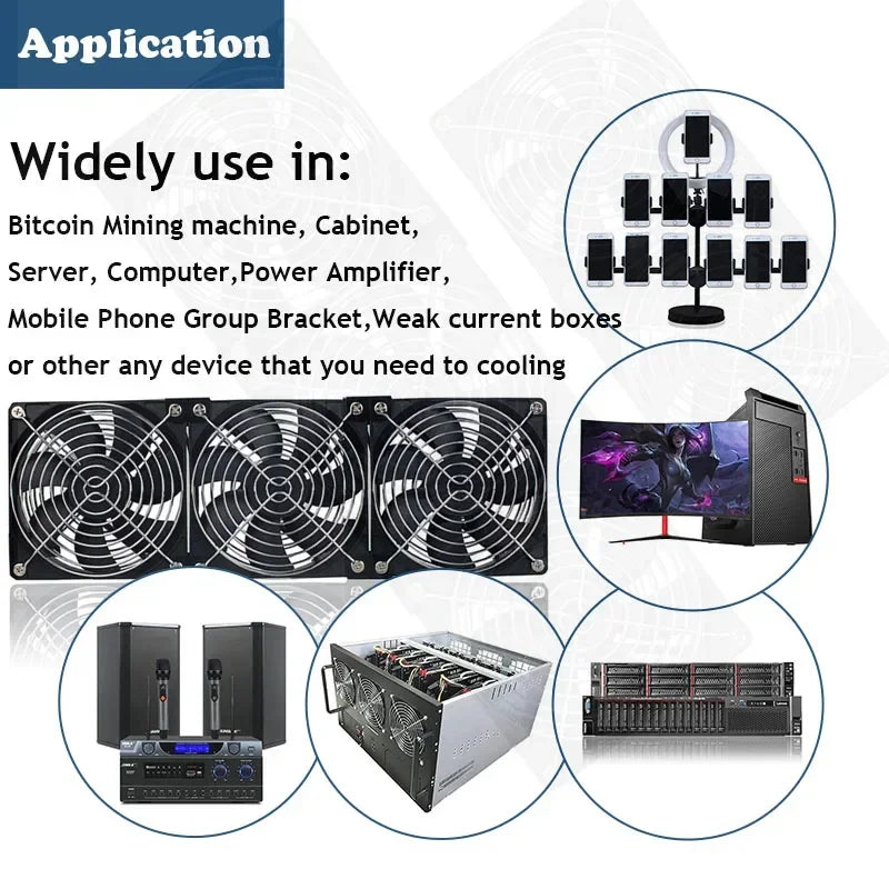 120mm High Speed Cooling Fan – 3000RPM Chassis Radiator for Server Workstations