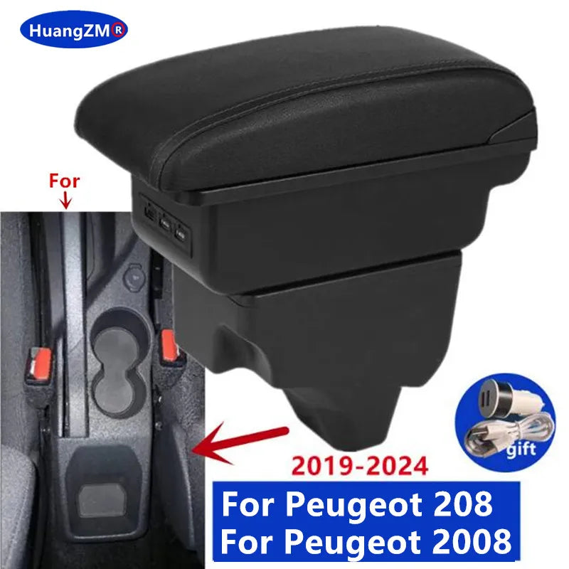 Center Console Armrest Box – Storage Organizer for Peugeot 208 and 2008