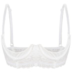 Wetlook Leather Push Up Bralette – Underwire Lace Lingerie for Sexy Cosplay