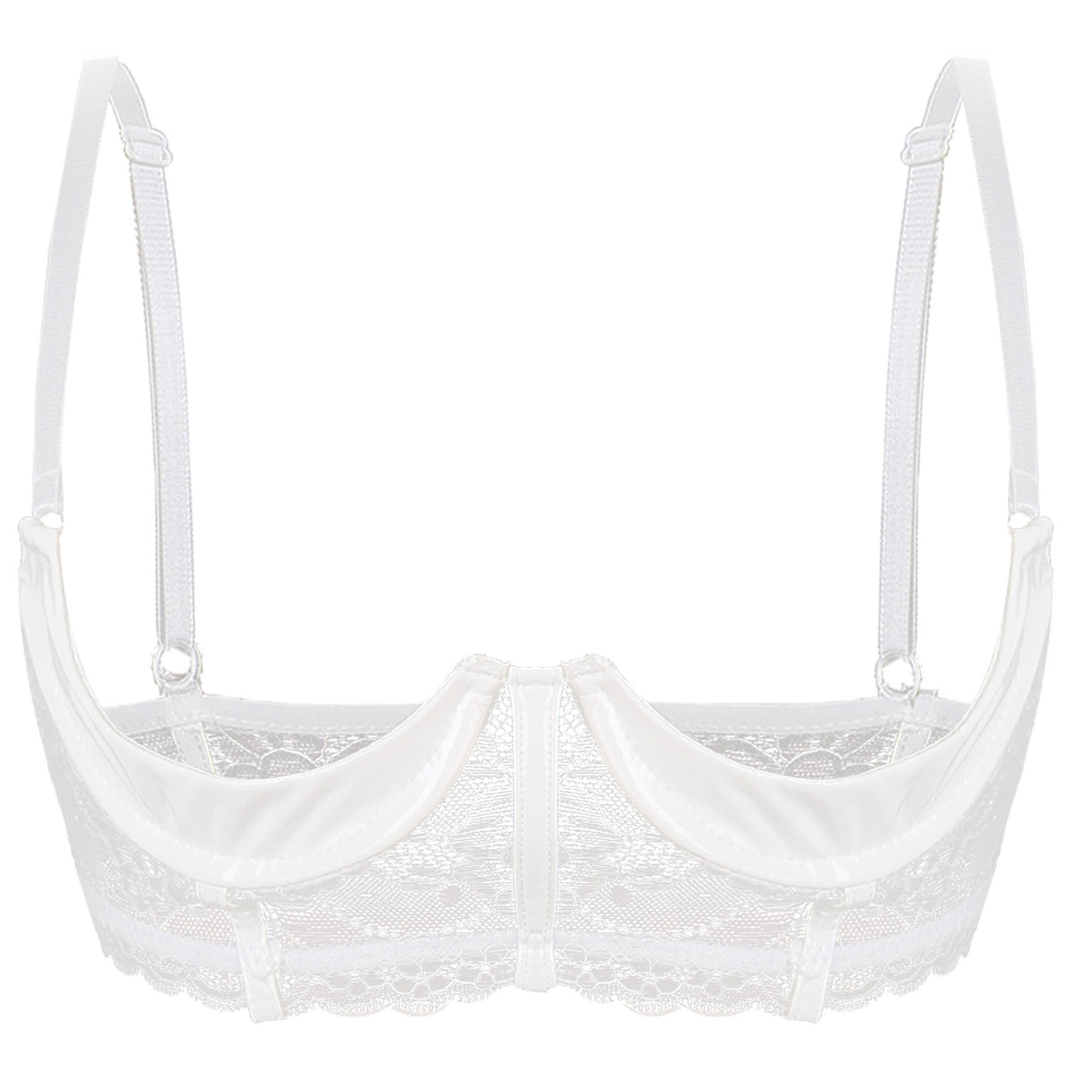 Wetlook Leather Push Up Bralette – Underwire Lace Lingerie for Sexy Cosplay