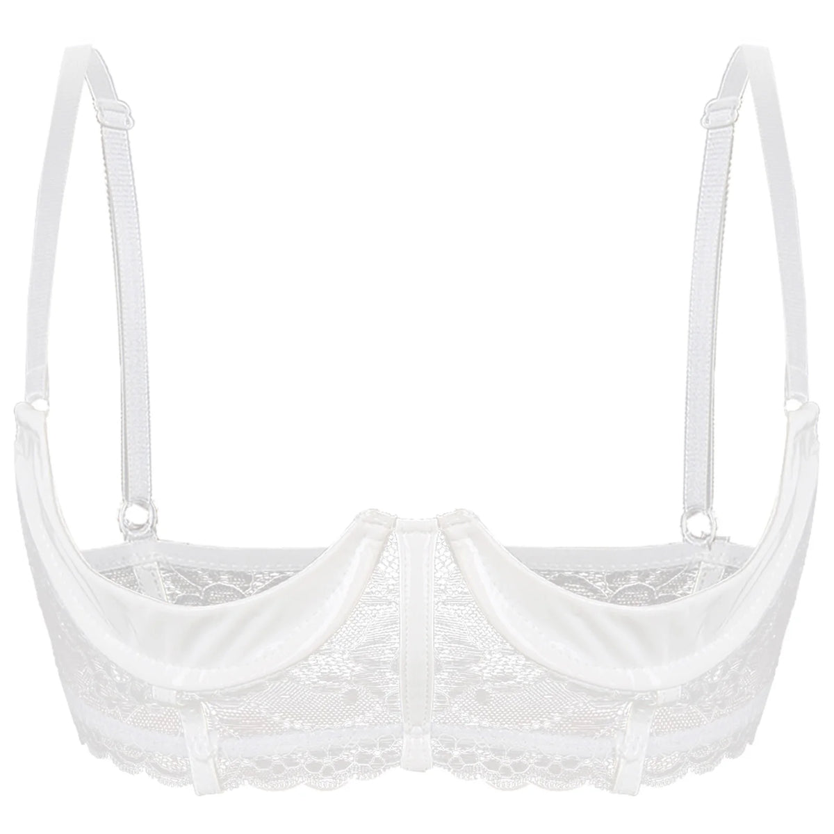 Wetlook Leather Push Up Bralette – Underwire Lace Lingerie for Sexy Cosplay