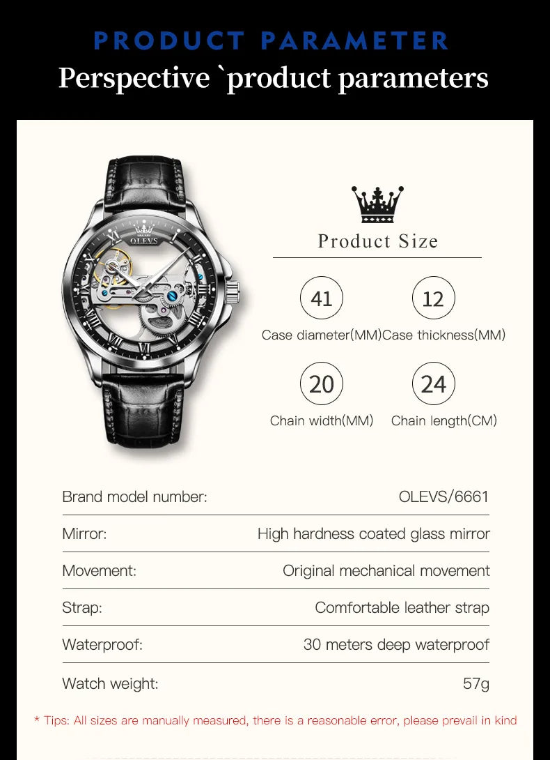 Automatic Mechanical Wristwatch – Skeleton Dial for Men Business Formal