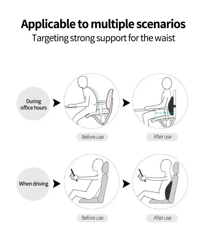 Memory Foam Lumbar Cushion – Ergonomic Back Support for Car Office and Gaming