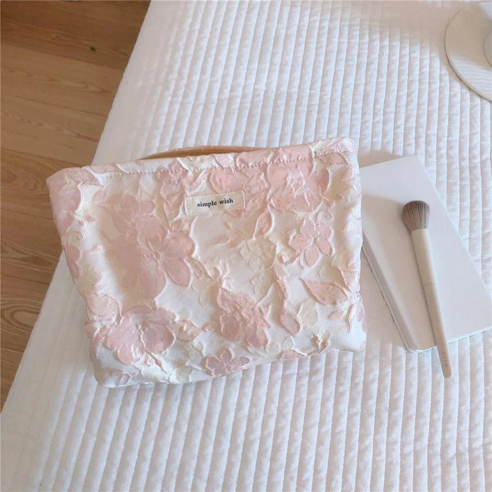 Floral Print Cosmetic Bag – Zippered Makeup Pouch for Travel Essentials