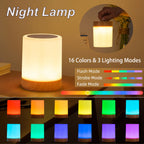 Smart RGB Touch Bedside Lamp – USB Rechargeable Night Light for Bedroom Decor