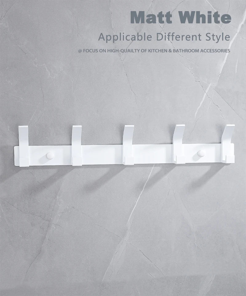 Wall Mounted Coat Rack – Matte Black Clothes Hook for Bathroom and Entryway