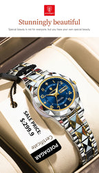 POEDAGAR Quartz Women's Watch – Stainless Steel Waterproof Date for Dress