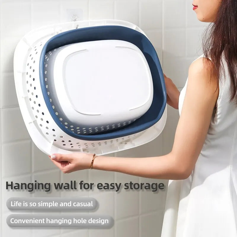 Collapsible Plastic Laundry Basket – Large Folding Storage for Home Organization
