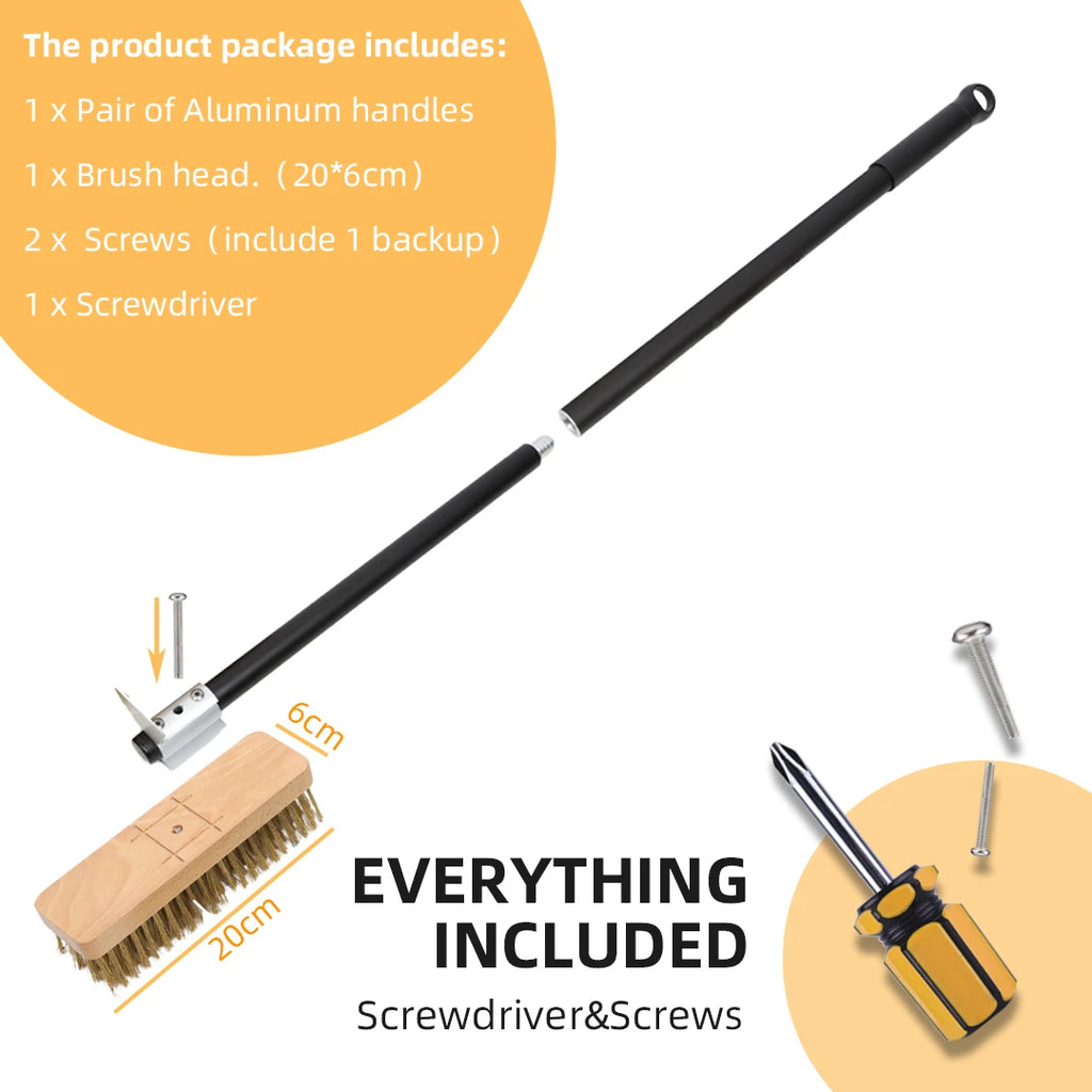 Brass Bristle Pizza Oven Brush – Long Wooden Handle for Kitchen Grill Cleaning